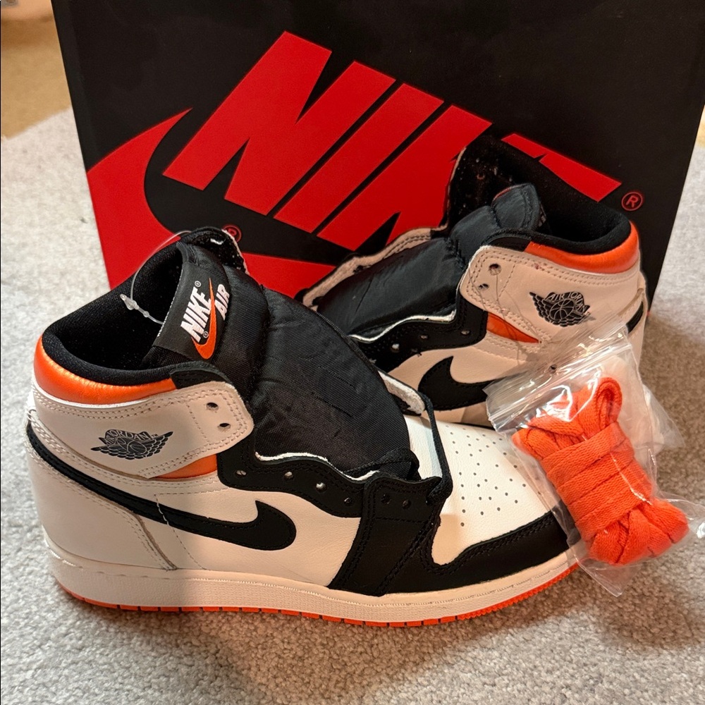 Nike Kids' Black and Orange High-Top Sneakers